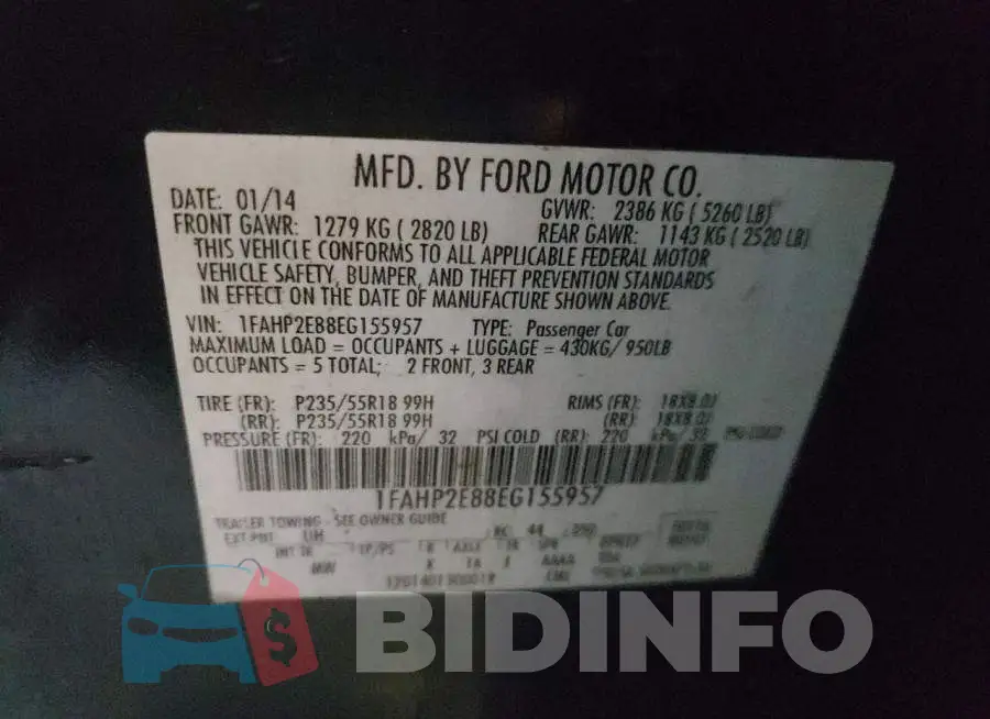 1FAHP2E88EG155957 Photo# 12