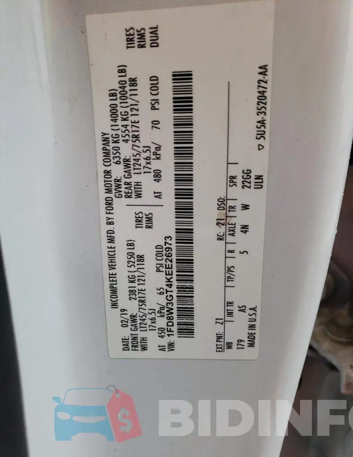 1FD8W3GT4KEE26973 Photo# 12