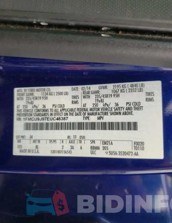 1FMCU9J97EUC48387 Photo# 10