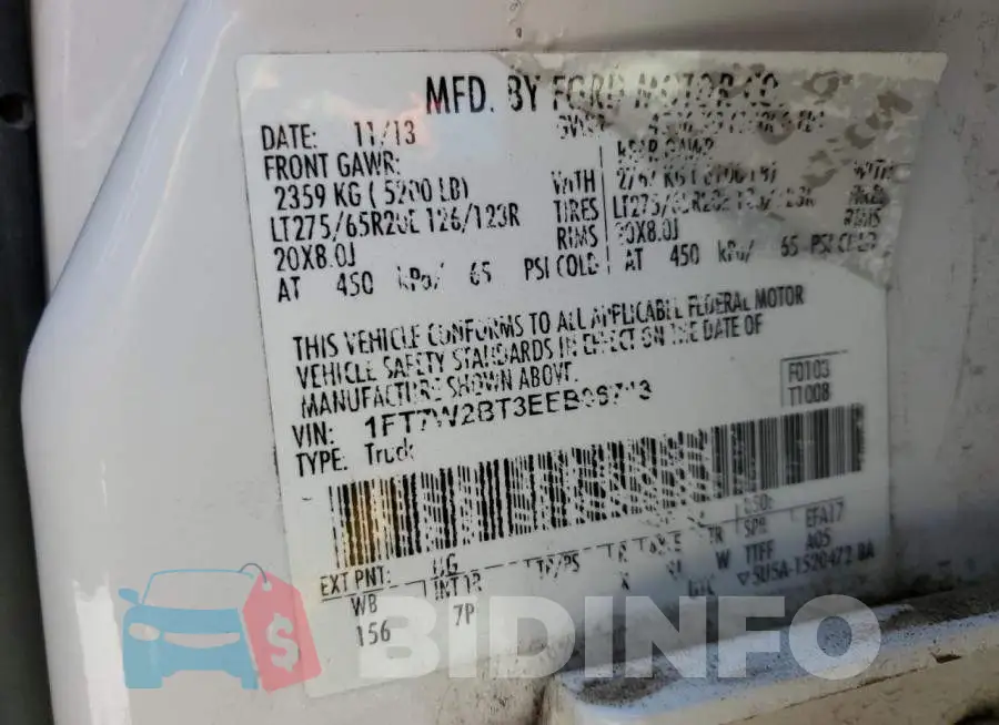 1FT7W2BT3EEB06713 Photo# 12