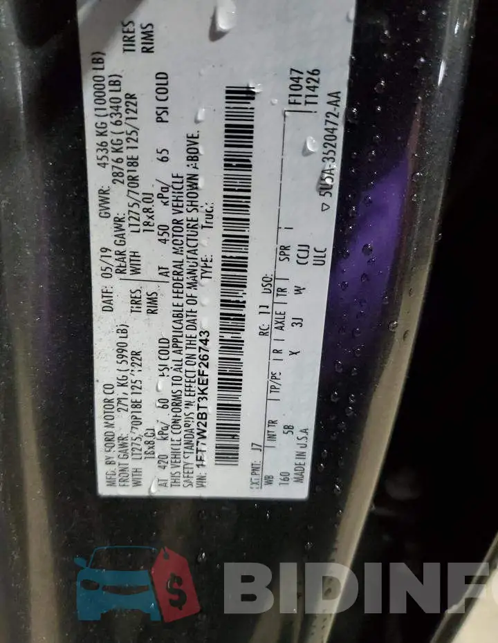 1FT7W2BT3KEF26743 Photo# 13
