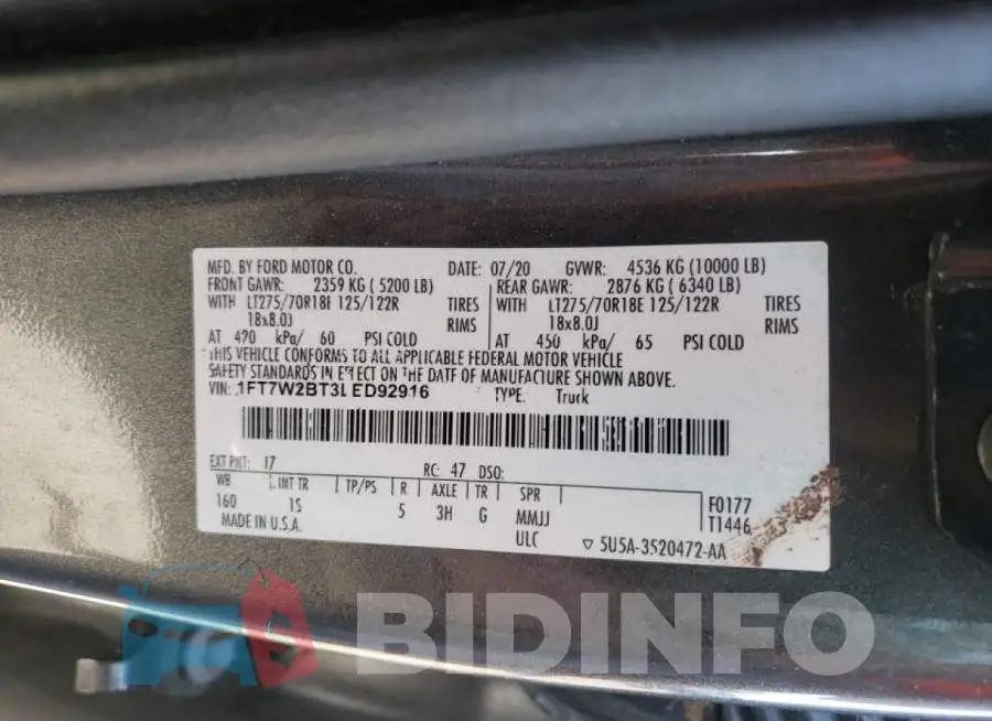 1FT7W2BT3LED92916 Photo# 10