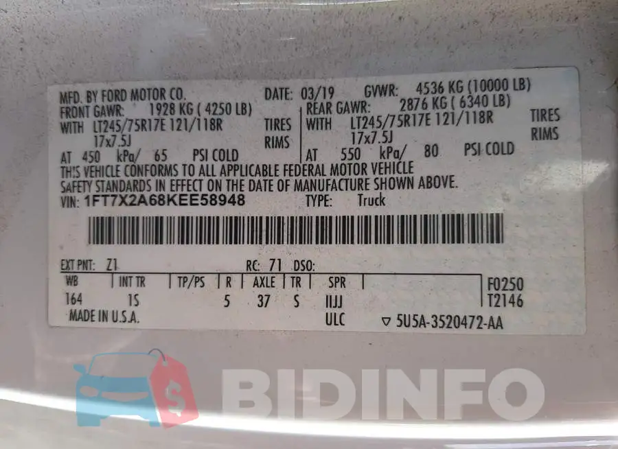 1FT7X2A68KEE58948 Photo# 10