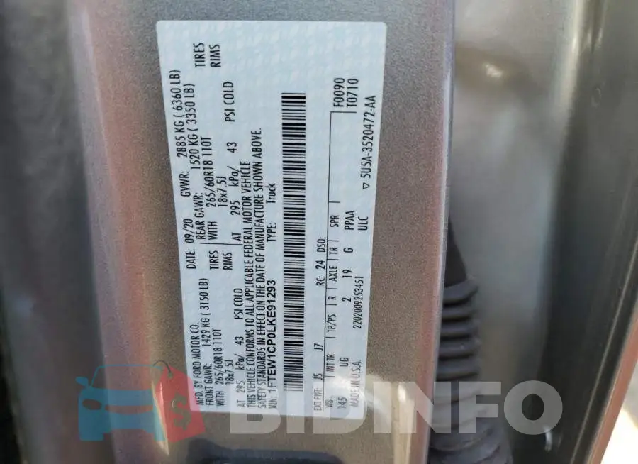 1FTEW1CP0LKE91293 Photo# 12