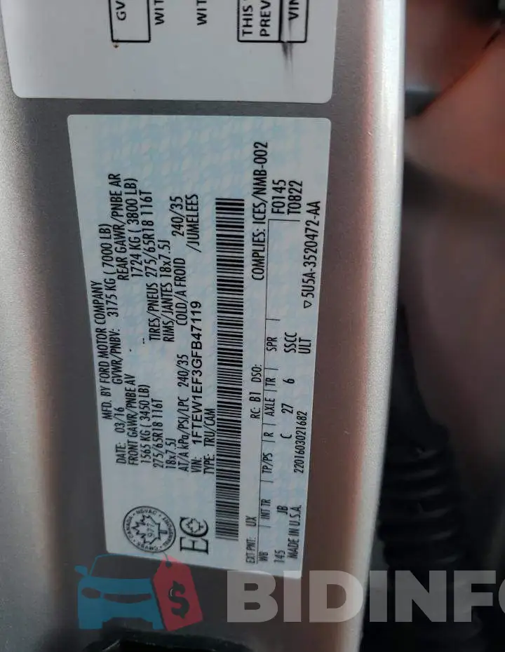 1FTEW1EF3GFB47119 Photo# 12