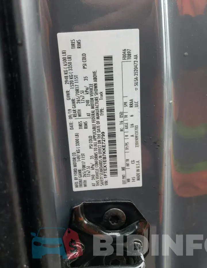 1FTEX1EB7KKE72799 Photo# 12