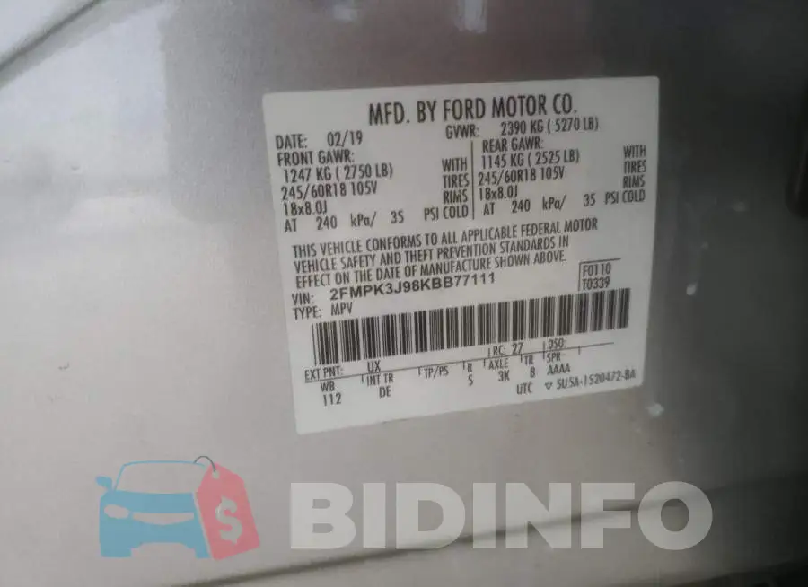2FMPK3J98KBB77111 Photo# 14