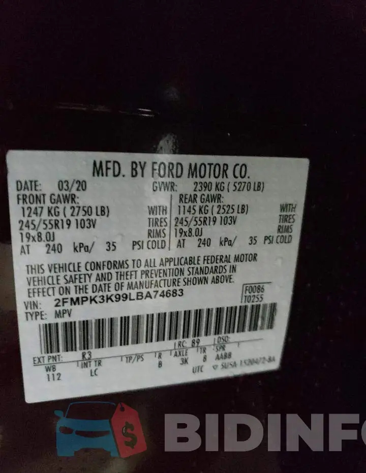 2FMPK3K99LBA74683 Photo# 13