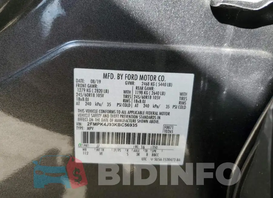 2FMPK4J93KBC56935 Photo# 12