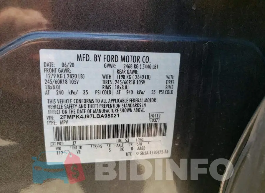 2FMPK4J97LBA98021 Photo# 10