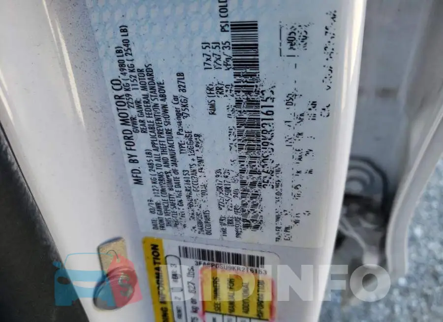 3FA6P0SU9KR216153 Photo# 13