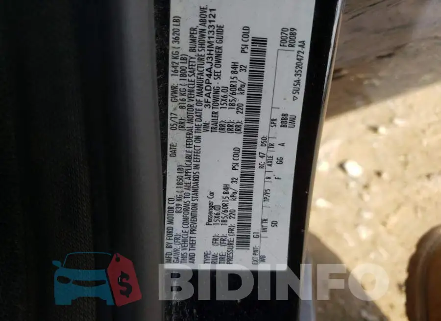 3FADP4AJ3HM133121 Photo# 12