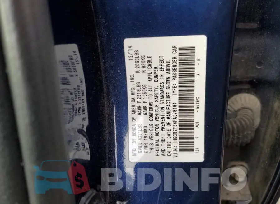 1HGCR2F54FA076164 Photo# 10