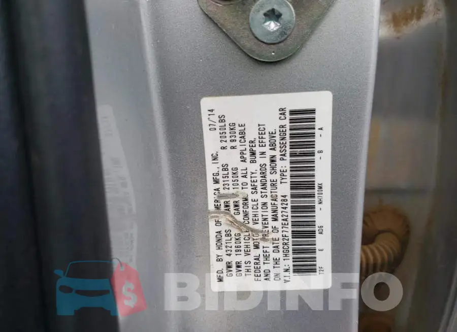 1HGCR2F77EA274284 Photo# 12