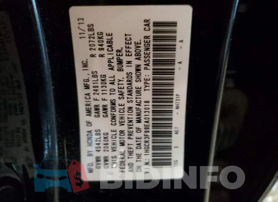 1HGCR3F99EA013018 Photo# 12