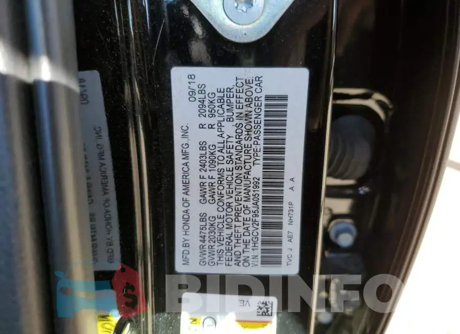 1HGCV2F95JA051992 Photo# 12