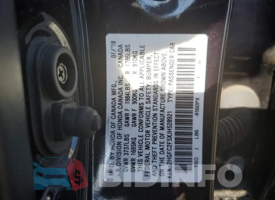 2HGFC2F5XJH528921 Photo# 10
