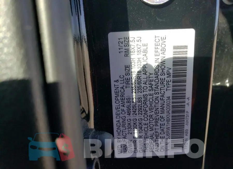 5J6RW1H8XNA006034 Photo# 12