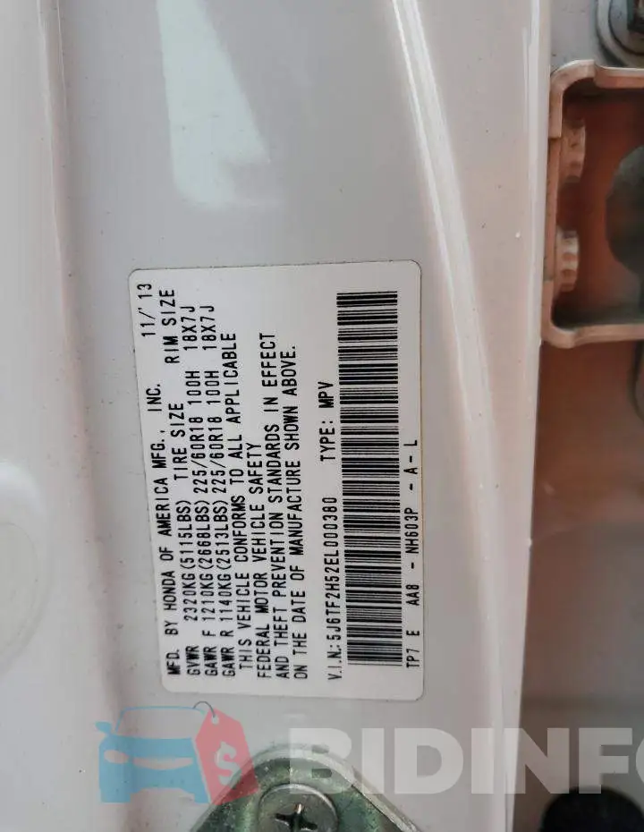 5J6TF2H52EL000380 Photo# 12