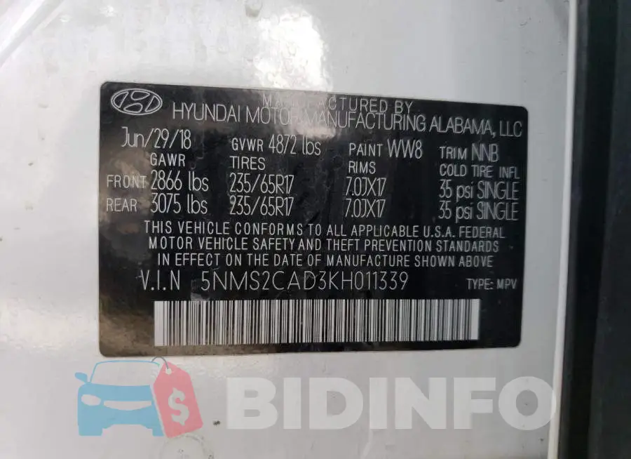 5NMS2CAD3KH011339 Photo# 13