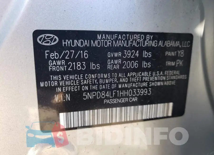 5NPD84LF1HH033993 Photo# 12