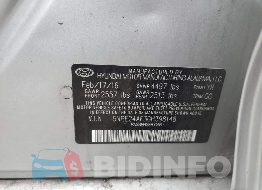 5NPE24AF3GH398148 Photo# 12