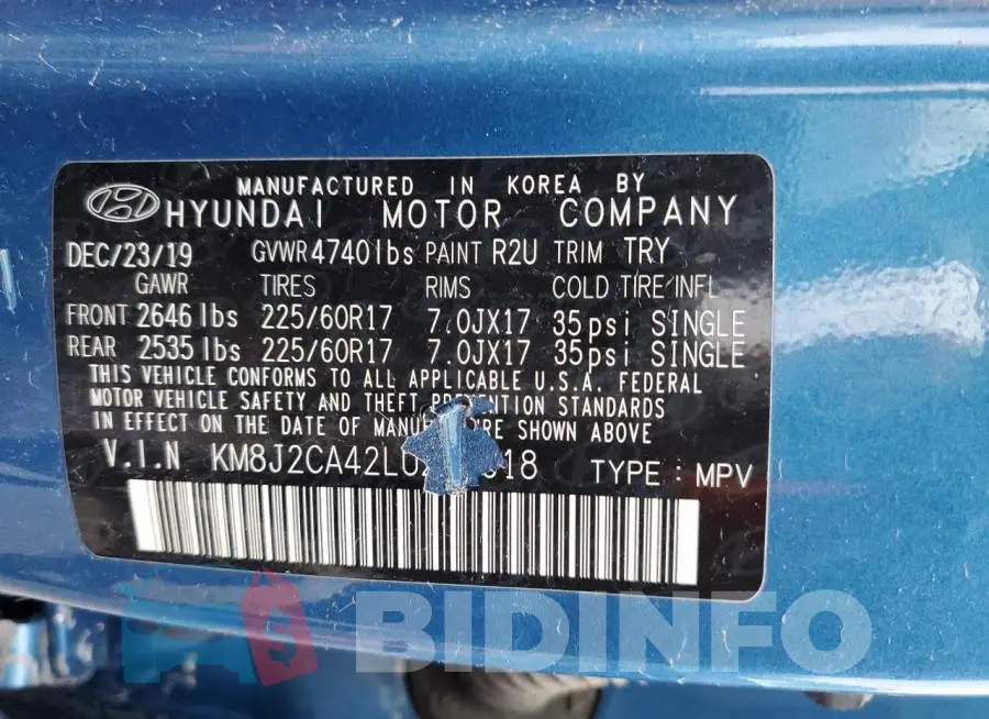 KM8J2CA42LU212618 Photo# 13