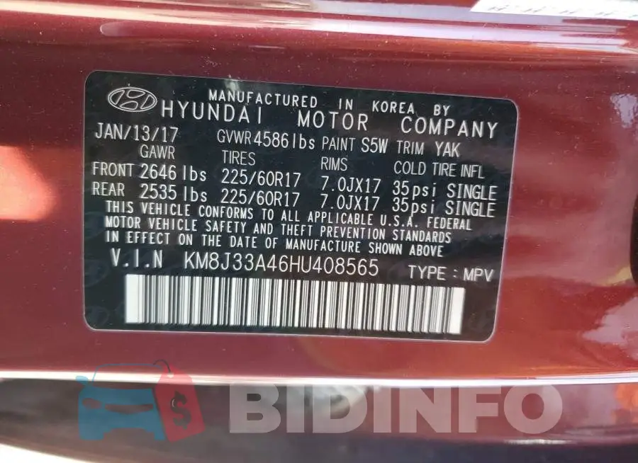 KM8J33A46HU408565 Photo# 14