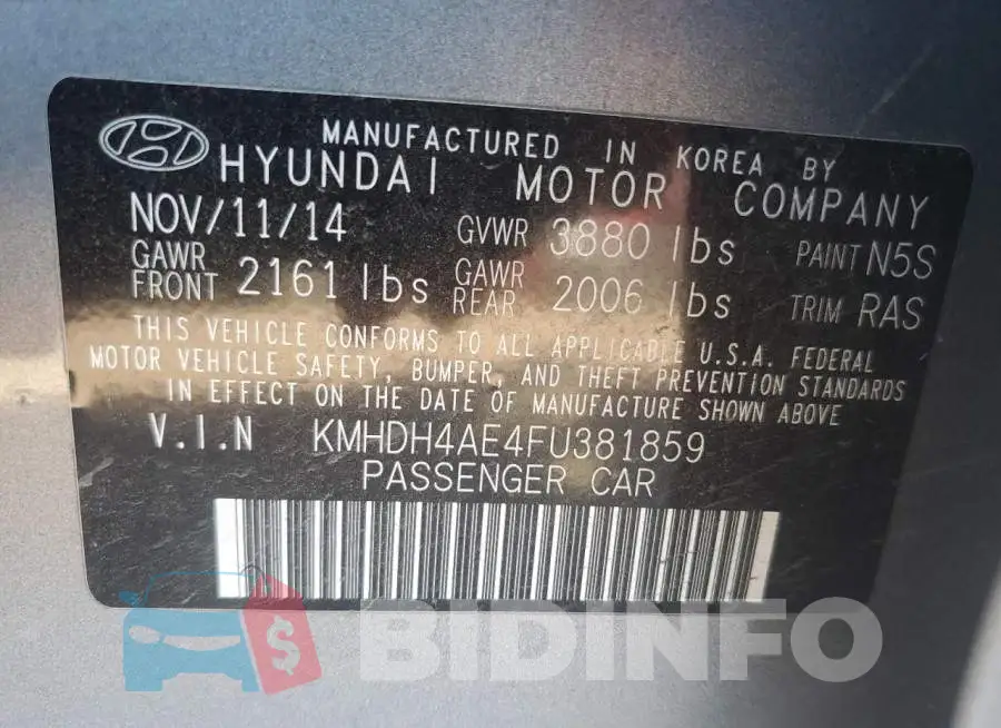 KMHDH4AE4FU381859 Photo# 13