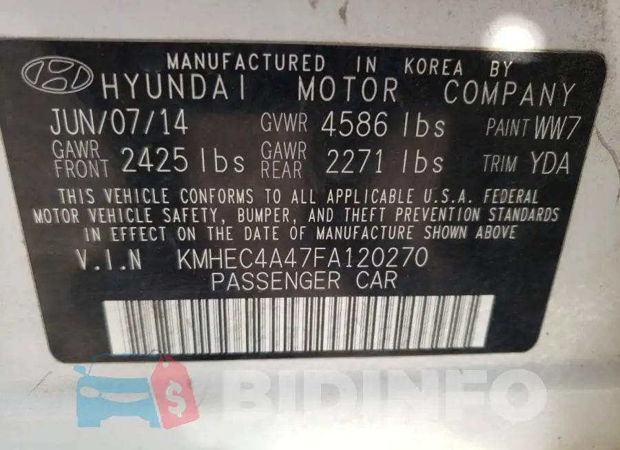 KMHEC4A47FA120270 Photo# 12