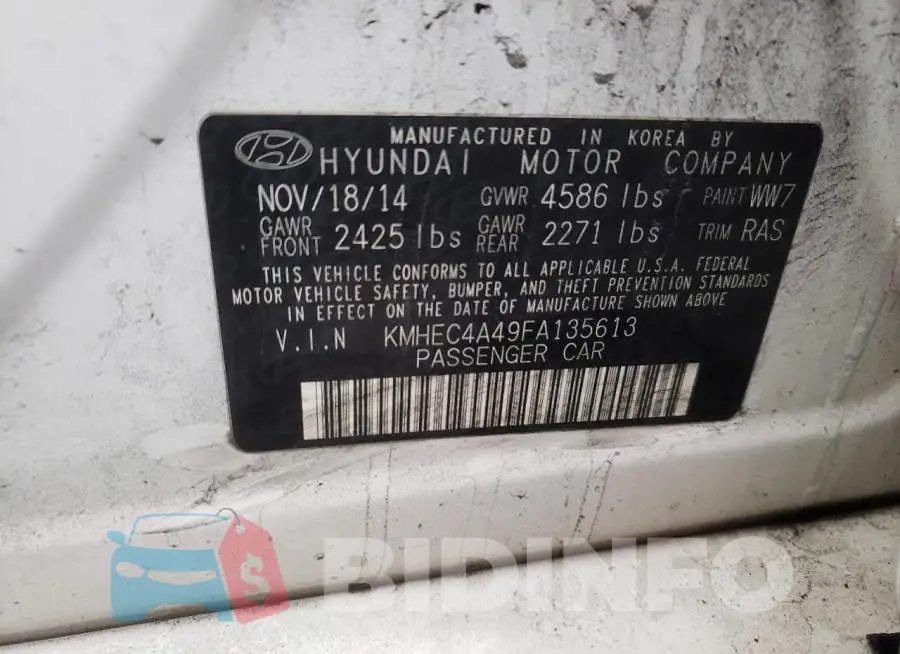 KMHEC4A49FA135613 Photo# 12