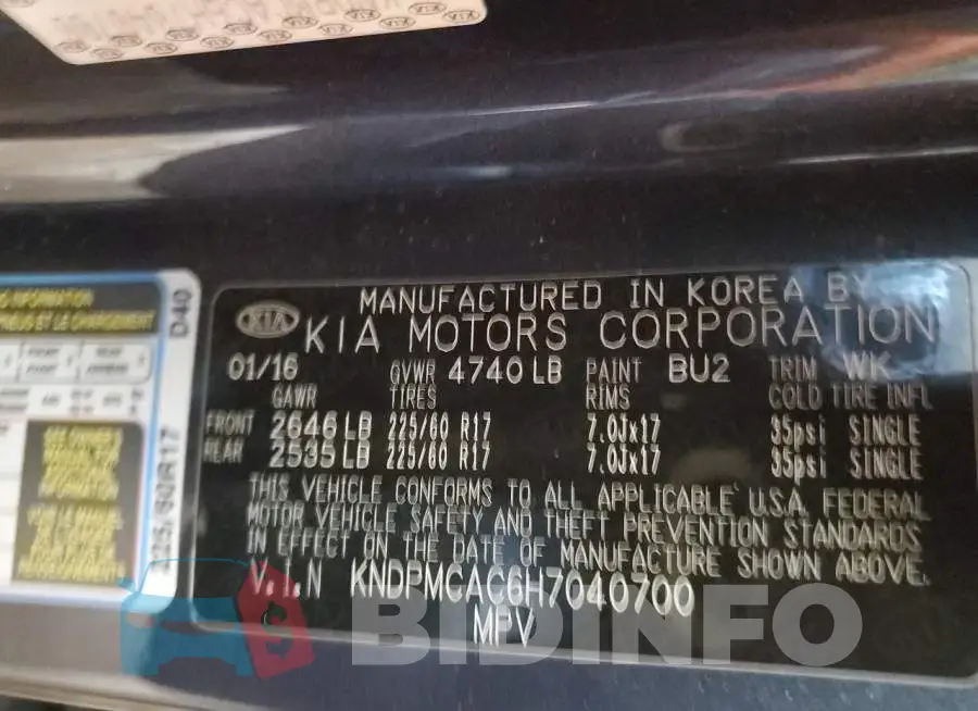 KNDPMCAC6H7040700 Photo# 13