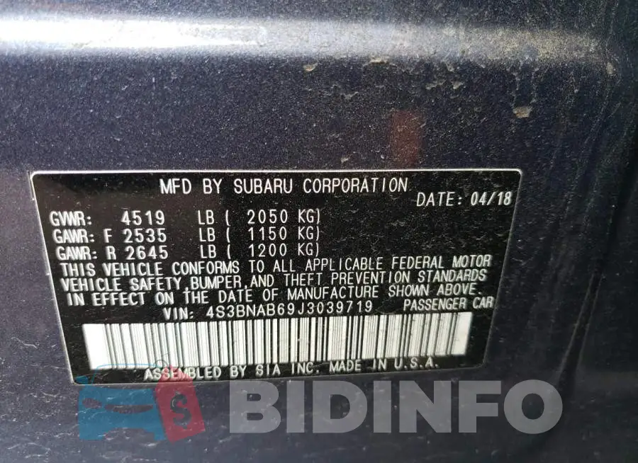 4S3BNAB69J3039719 Photo# 12