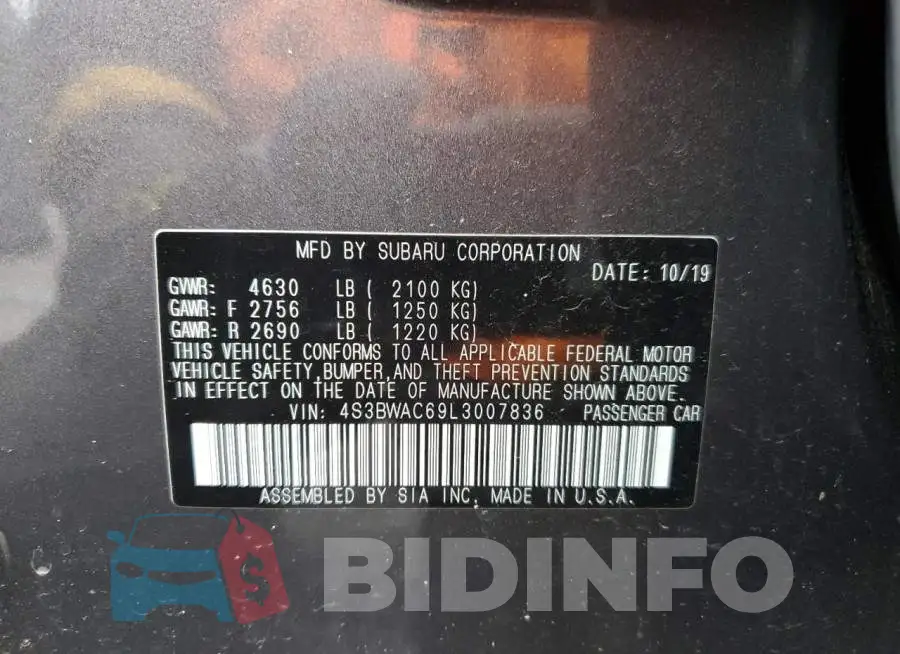 4S3BWAC69L3007836 Photo# 12