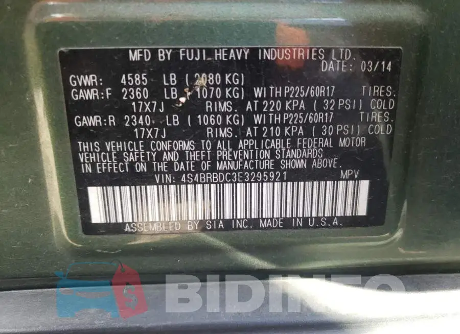 4S4BRBDC3E3295921 Photo# 12