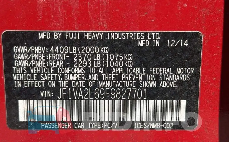JF1VA2L69F9827701 Photo# 10