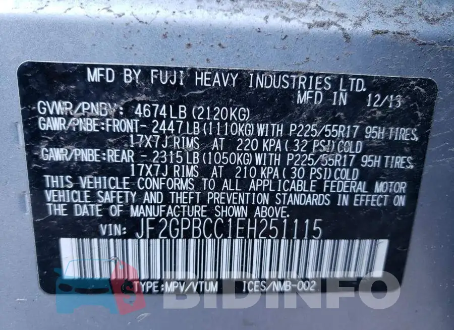 JF2GPBCC1EH251115 Photo# 12