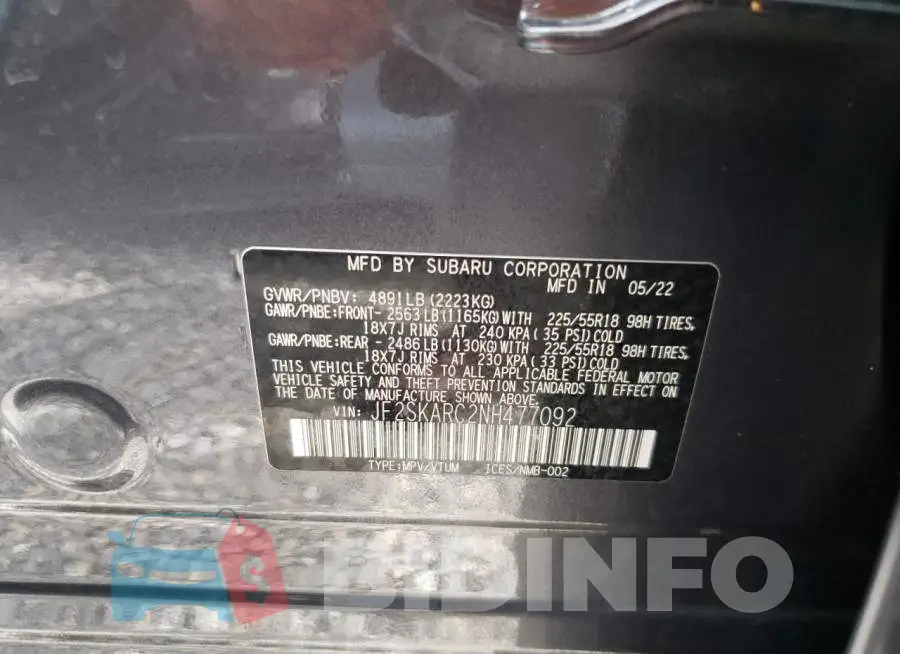 JF2SKARC2NH477092 Photo# 10