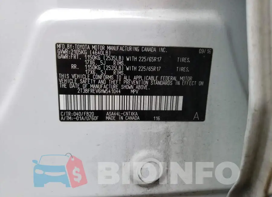 2T3BFREV6HW541044 Photo# 13