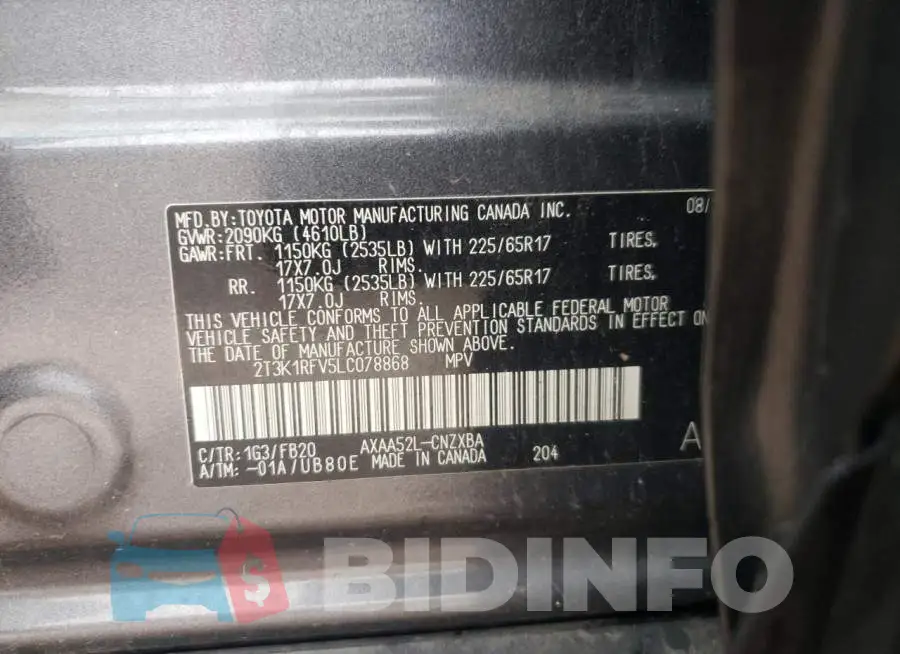 2T3K1RFV5LC078868 Photo# 13