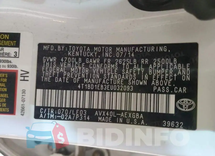 4T1BD1EB3EU032093 Photo# 12