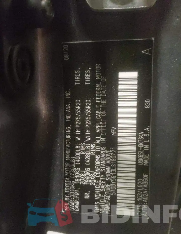 5TDBY5G13LS180721 Photo# 12