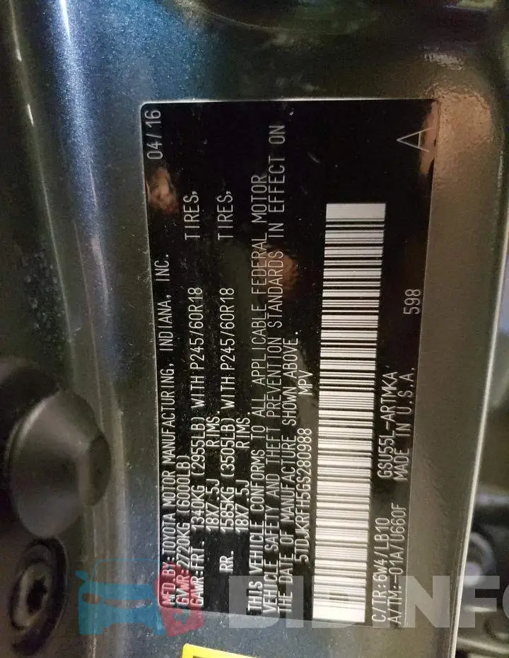 5TDJKRFH5GS280988 Photo# 14