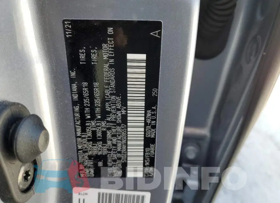 5TDZZRAH1NS095517 Photo# 14