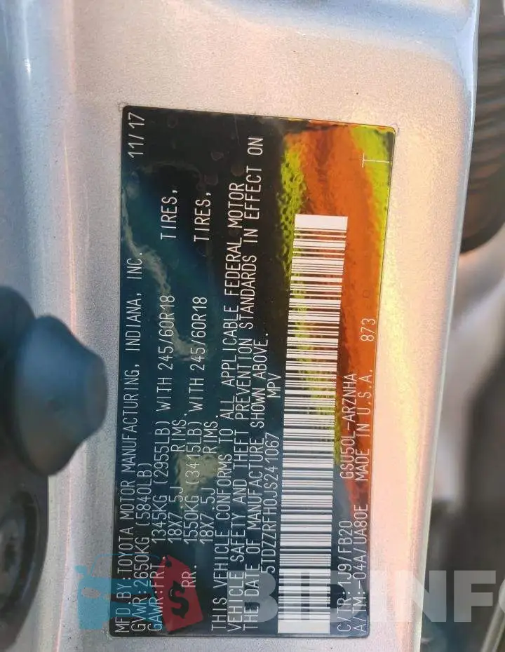 5TDZZRFH0JS241067 Photo# 13