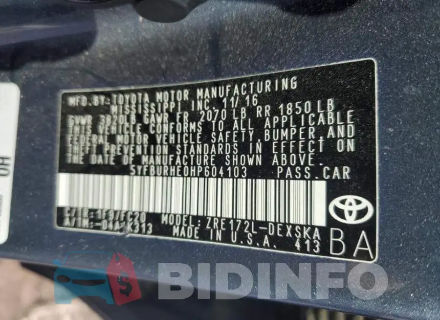 5YFBURHE0HP604103 Photo# 12