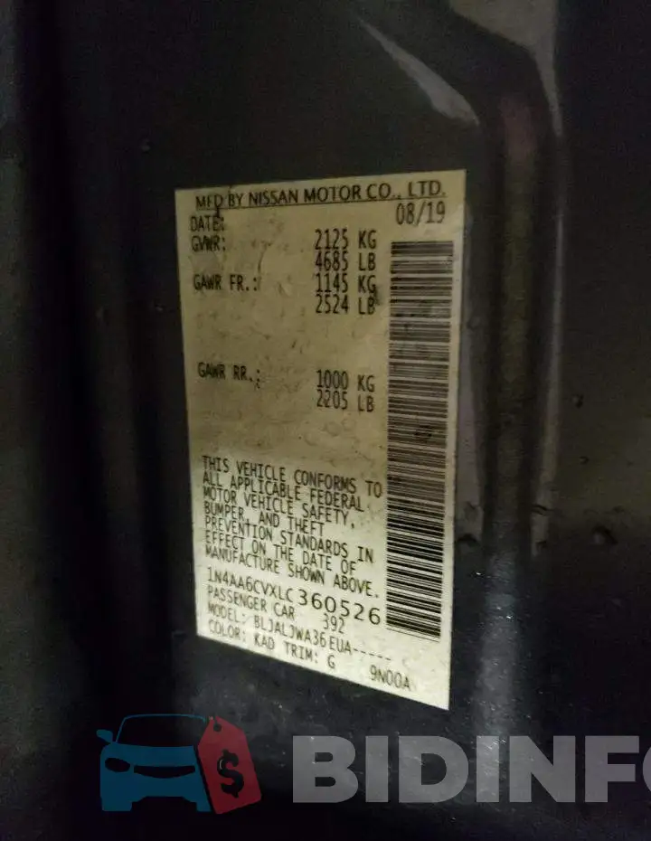 1N4AA6CVXLC360526 Photo# 12