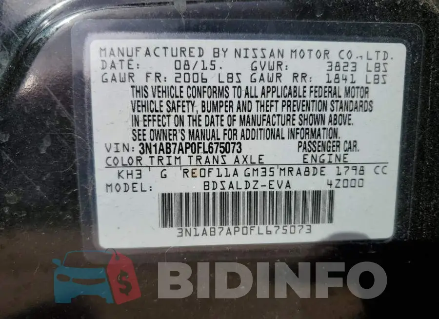 3N1AB7AP0FL675073 Photo# 13