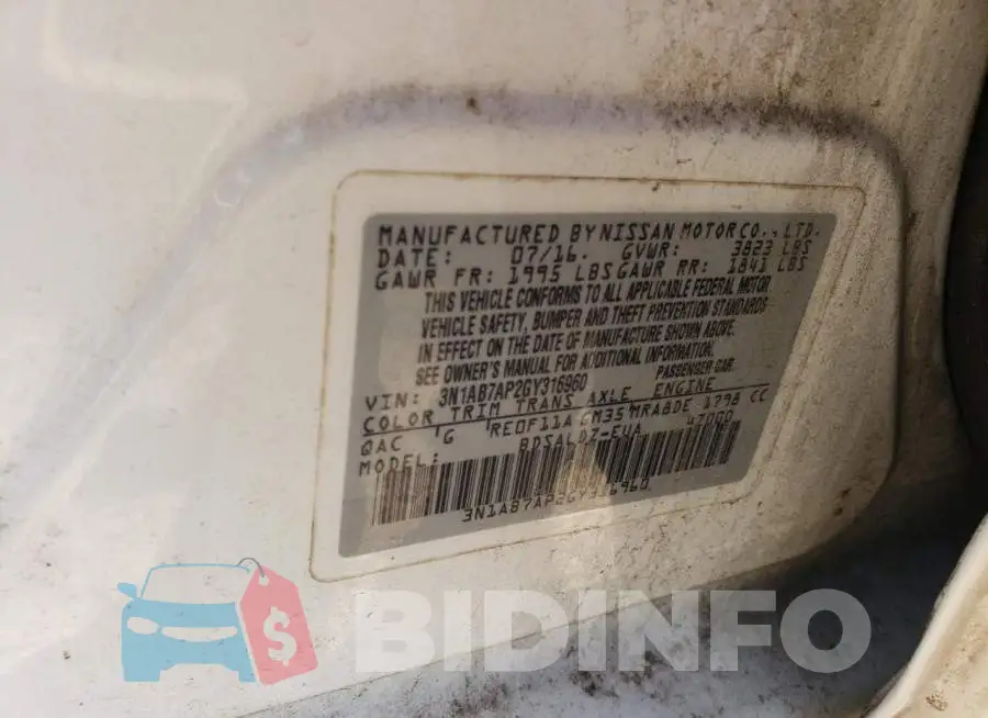 3N1AB7AP2GY316960 Photo# 12