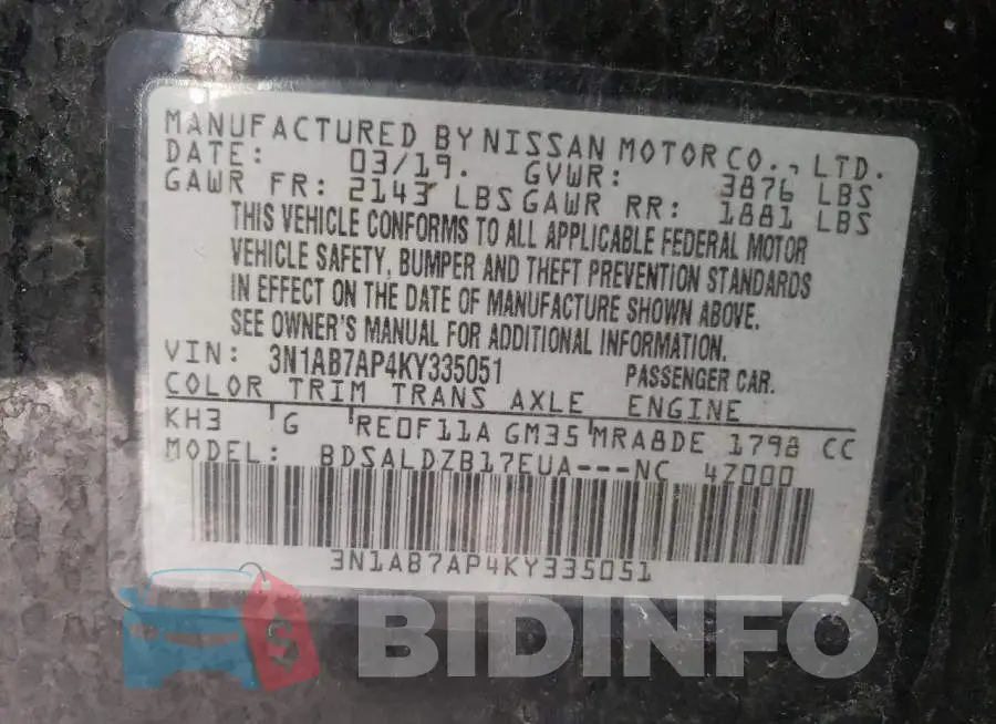 3N1AB7AP4KY335051 Photo# 12